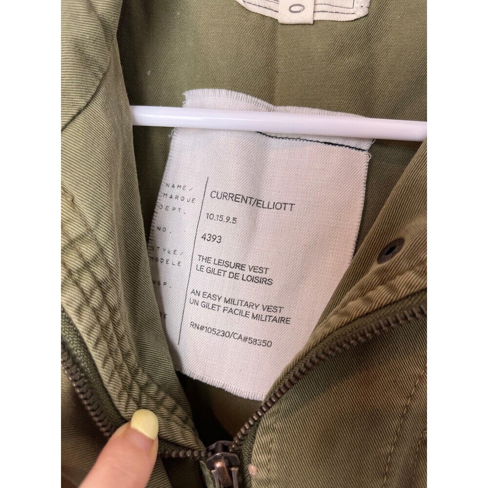 Current/Elliott Vest Womens 0 XS Olive Green The Leisure Military Utility 4393 - Picture 3 of 7